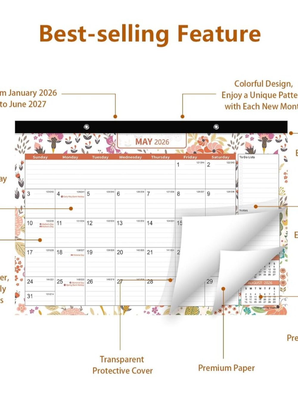 Desk Calendar 2026-2027, Large Monthly Desk Calendar 2026 Jan.2026 to Jun.2027 1 - Picture 4 of 8